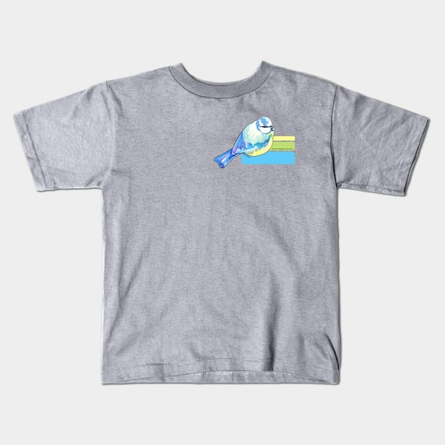 Blue Tit Watercolour Kids T-Shirt by Kaminen Mosher